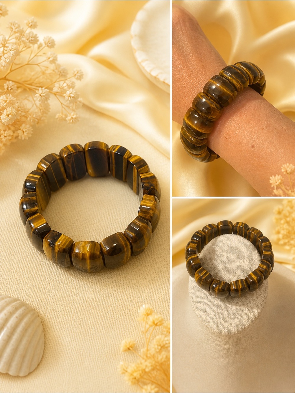 Tiger's Eye Piano Stretch Bead Bracelet -